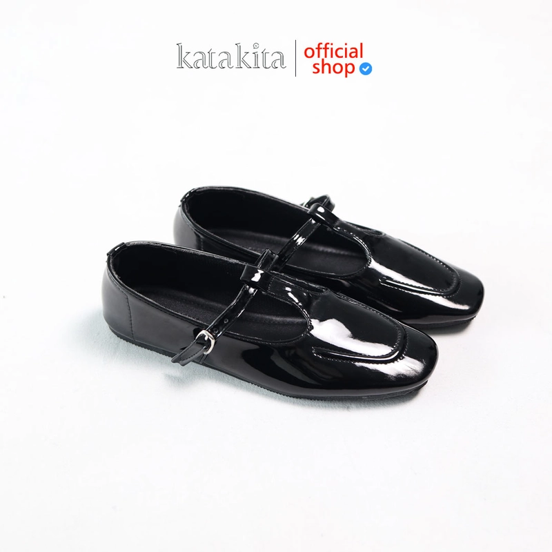 Product image Katakita - Katakita Loretta Mary Jane Flats Shoes Wanita Sepatu Hitam Balet Women Shoes 37 Black Glossy