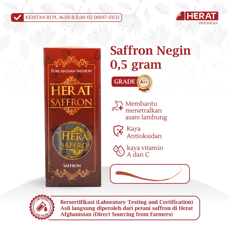 Product image Herat Saffron Afghanistan - Negin - Grade A++ Premium The Best Quality 0,5 gram Merah