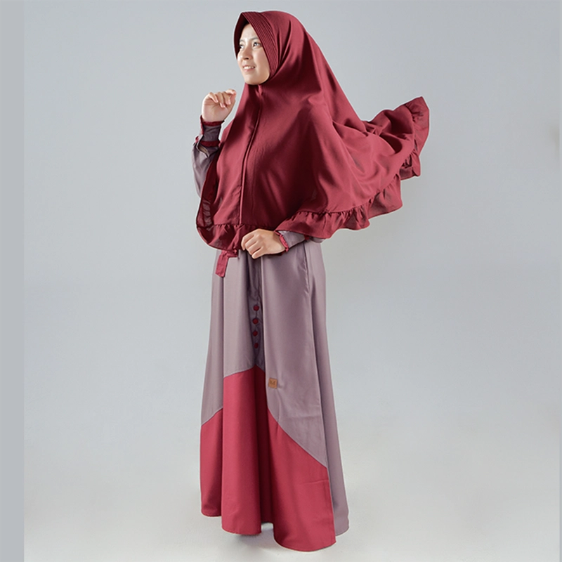 Product image MOSCOU - Set Baju Sarimbit Couple Kapelan Pasangan Suami Istri Keluarga Family Muslim Muslimah Busana Dress Gamis Wanita Khimar Hijab Kemeja Koko Kemko Pria Lengan Pendek Lebaran Katun Toyobo Premium Deep Mauve Maroon Motif Koko M, Gamis M Mauve Maroon