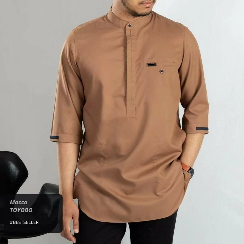 Product image Ibtihal id - BAJU KOKO KURTA PAKAIAN MUSLIM LENGAN 3/4 BAHAN TOYOBO-svqT04 M MOCCA