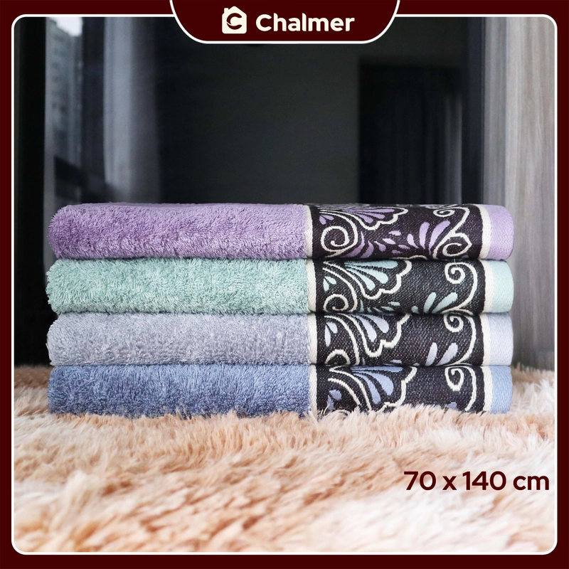 Product image Chalmer - Handuk Mandi Chalmer 70 x 140 Motif Shells Handuk Mandi Dewasa Premium 70x135 Grey