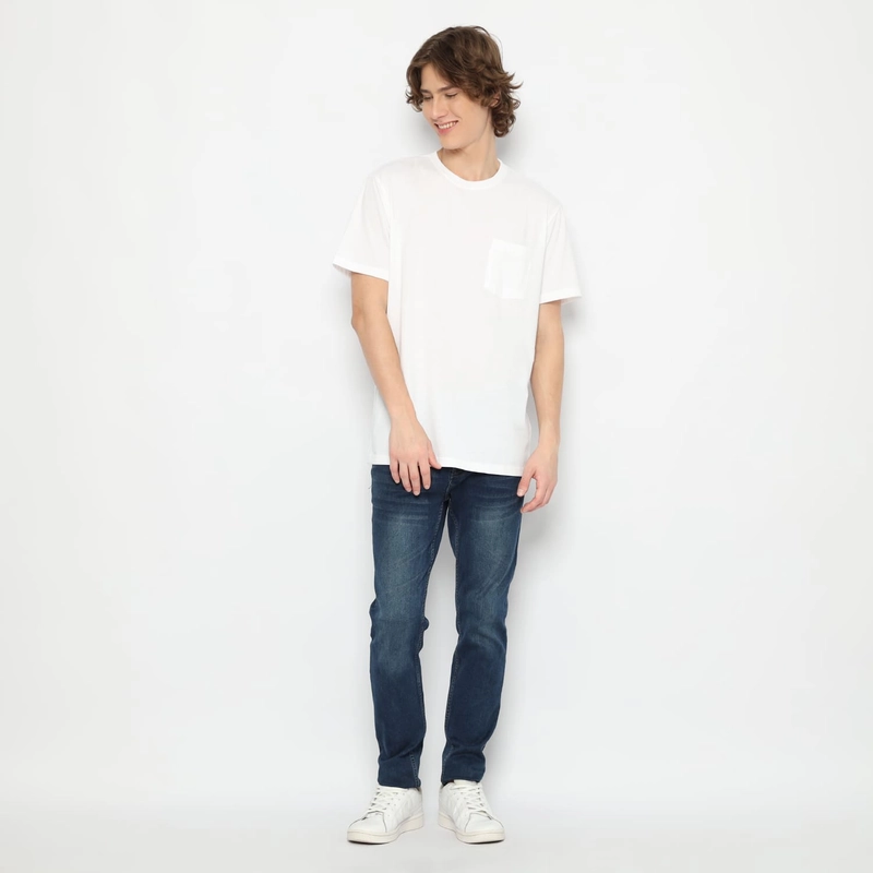 Product image MATSUDA APPAREL - MATSUDA Kaos Polos Pocket T Shirt Cotton Chuo Seri Warna Hitam Putih Bumi M (LD 104 CM) WHITE