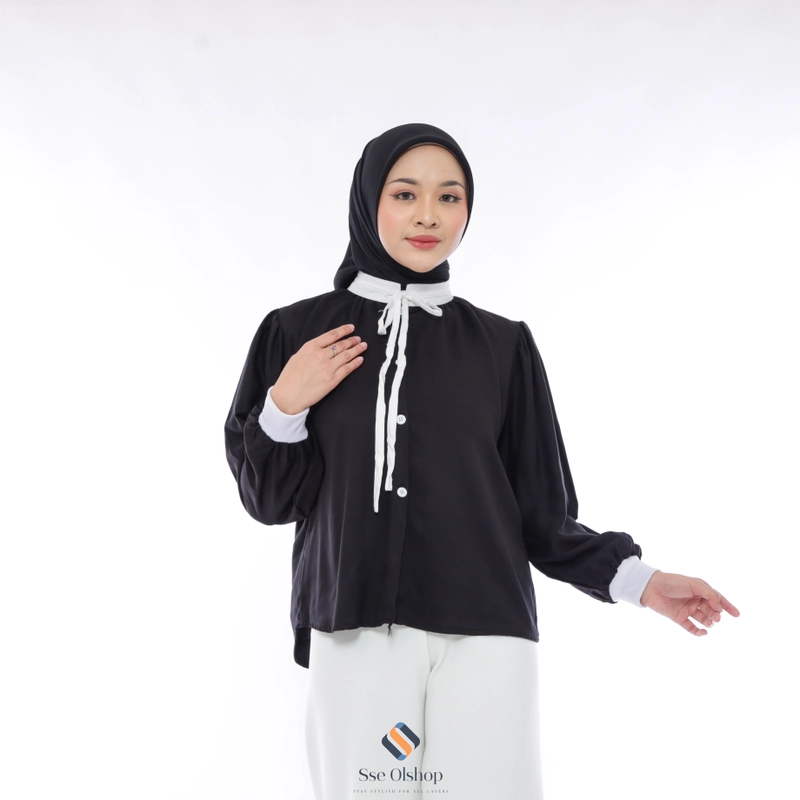Product image Sseolshop - Aria atasan casual basic rayon twill L XL XXL / baju atasan wanita terbaru L Hitam