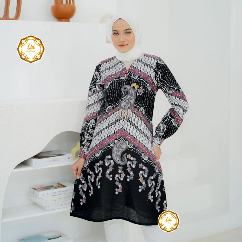 Product image Rambe Batik Indonesia - Couple Tunik Lakshani Modern dan Exclusive Kemeja Saja Size M Lakshani