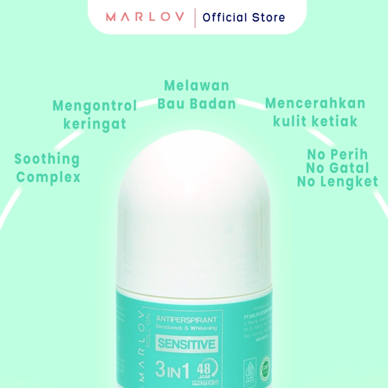 Product image MARLOV - Antiperspirant Deodorant Whitening 3in1 SENSITIVE Soothing Calming Non Alergi Roll On 25ml 25ml Sensitive