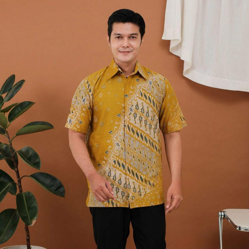 Product image Batik Mafaza - Atasan batik model baru kebaya hem blouse bisa dipisah motif luna kuning M Hem luna kuning