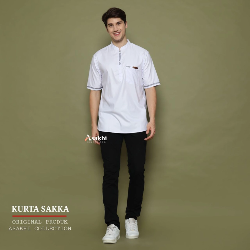 Product image Koko asakhi collection - KOKO LENGAN PENDEK- KOKO SAKKA- KAIN NYAMAN DAN HALUS M PUTIH
