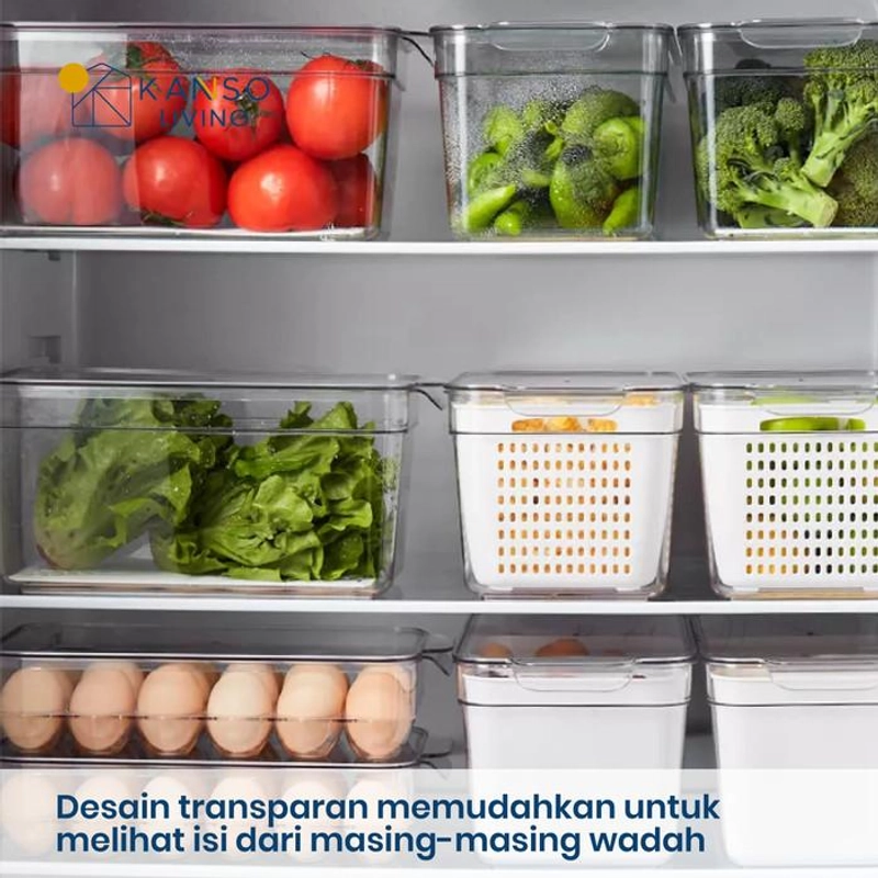 Product image Kanso Living - Kanso Living 5 in 1 Kontainer Penyimpanan Makanan Storage Box Kulkas - 1 Set 2 Sekat 4000 1 Set