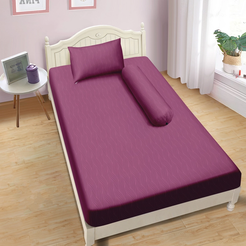 Product image LADY ROSE OFFICIAL - Aloha Max x Ayu Ting Ting Bed Cover Set Emboss Purple Orchid 120x200x25 Single Fitted