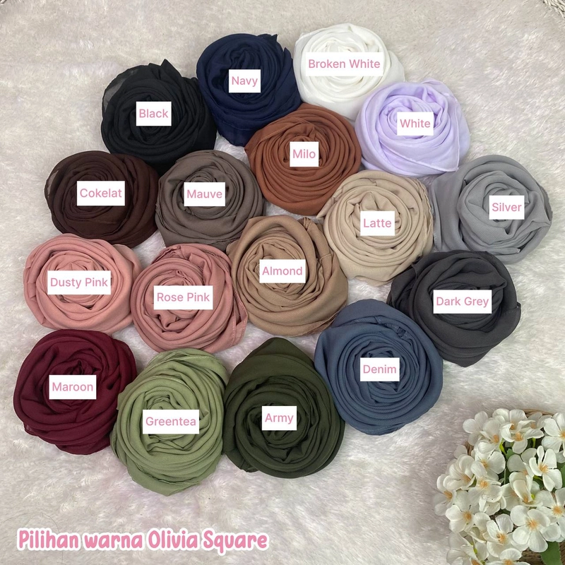 Product image Milyarda Hijab - Hijab Aromatic Olivia Plain Square all size White