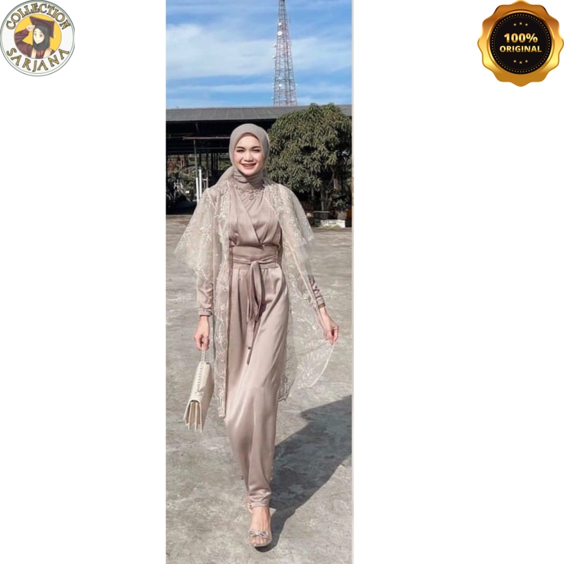 Product image COLLECTION SARJANA - SET GAMIS BROKAT MODEL TERBARU AMAYYA PREMIUM - SET GAMIS+ OUTER GAMIS MAUVE