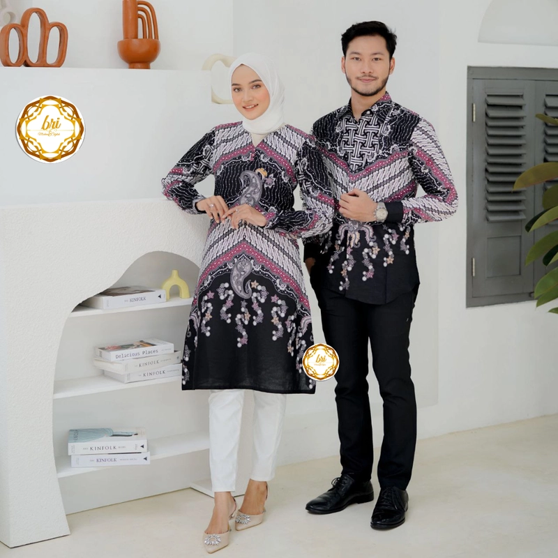 Product image Rambe Batik Indonesia - Couple Tunik Lakshani Modern dan Exclusive Kemeja Saja Size M Lakshani
