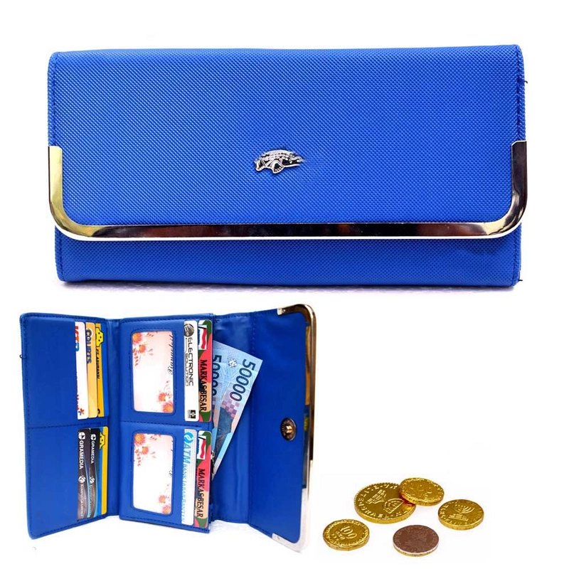 Product image Lanc Fashion - Dompet Kasual Kulit Laura Grand Plat Frame Stainless Prime New Warna Biru