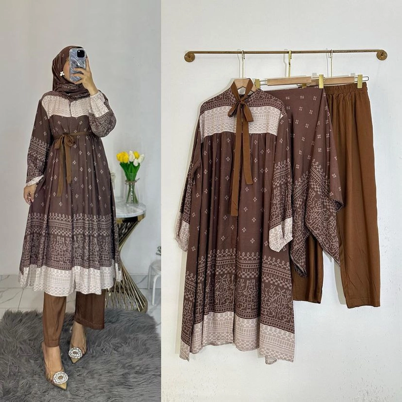 Product image Khisna collection - Newww set denada free hijab dengan kesan mewah dan kekinian wanita dewasa banget Allsize Coksu