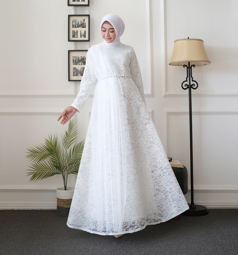 Product image Modesee - Lyra Dress (Gamis Brukat) M White