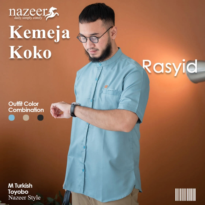 Product image Nazeer - Kemko Rasyid Kemeja Koko M Medium Turquoise