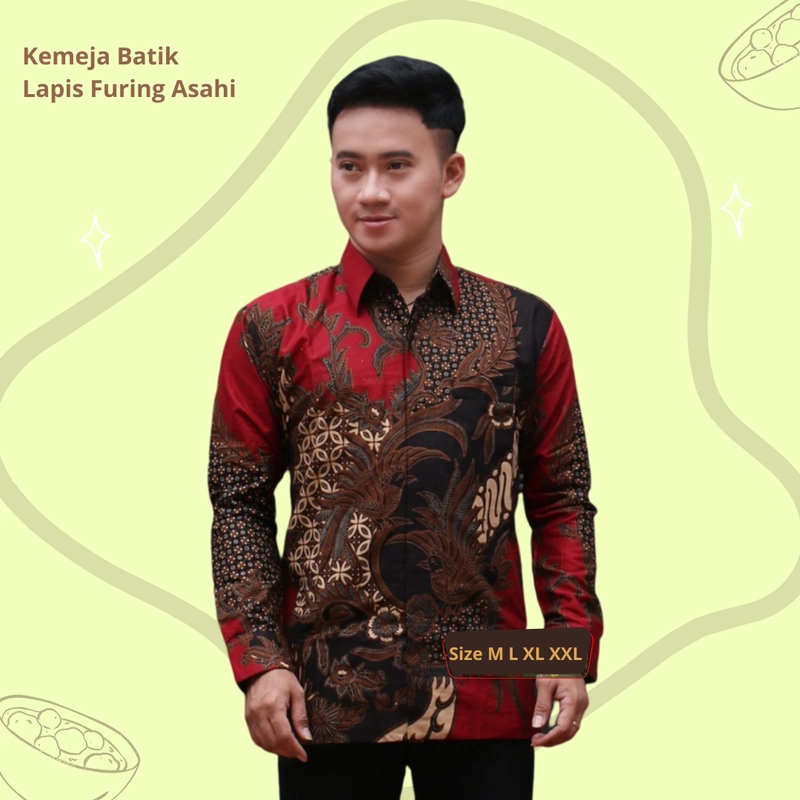 Product image Batik Kemeja Berlapis Furing KBF03 Kemeja Batik Lengan Panjang Bahan Katun ORI Berlapis Furing Asah Size M Motif A