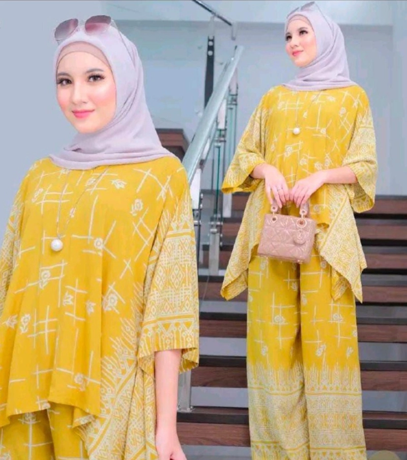 Batik Ayodha - BATIK SETELAN WAKA ANDERA JUMBO SET Allsize Mustard