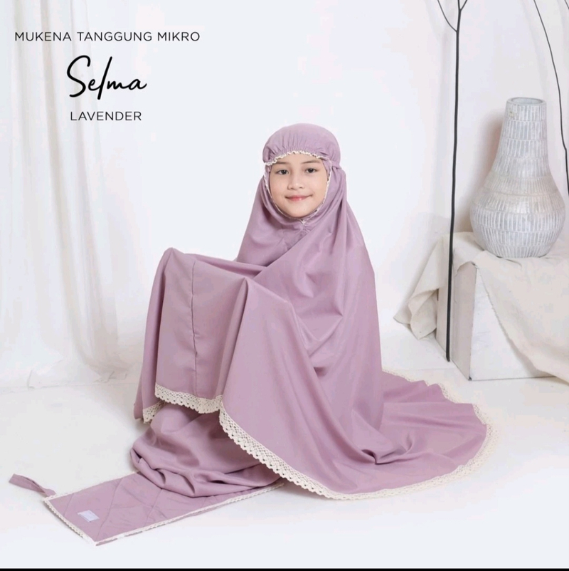 Product image qayd - Mukena Anak Tanggung Selma Tas Sajadah Polos Bahan Katun Mikro Anak Tanggung Lavender