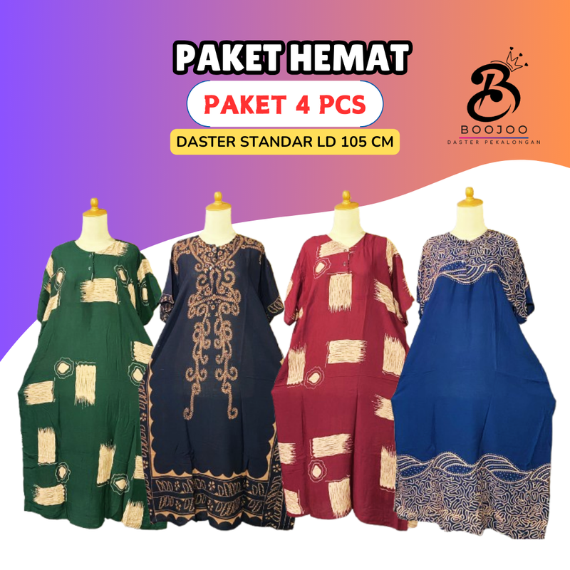 Product image BOOJOO DASTER PEKALONGAN - Boojoo-Paket 4Pcs Daster Standar Bahan Rayon Motif & Warna Random All Size 4Pcs Random