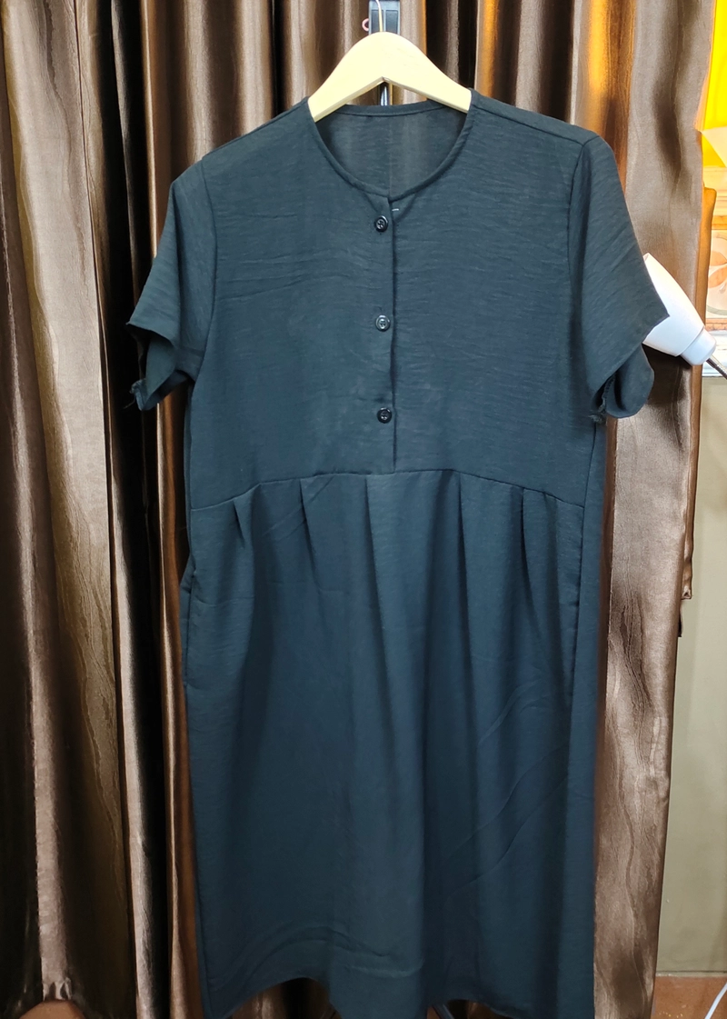 Product image Amha Collection - DASTER AIRFLOW LENGAN PENDEK BUSUI KANCING ALL SIZE HITAM
