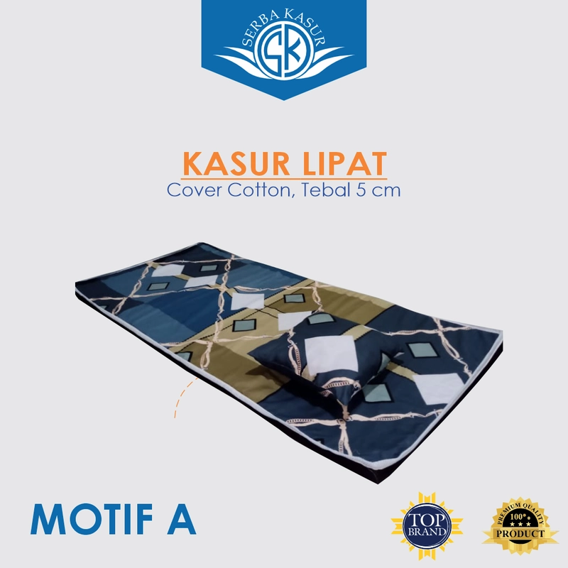 Product image SERBA KASUR - Kasur Lantai Lipat Busa Royal Foam Density 14 Tebal 4 cm Plus Bantal 180x80 Motif A