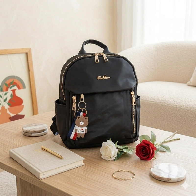 Product image CBL - Tas Ransel Backpack Wanita RCony Waterproof Bahan Nilon Cocoly Backpack Untuk Formal Atau Informal S Medium Hitam