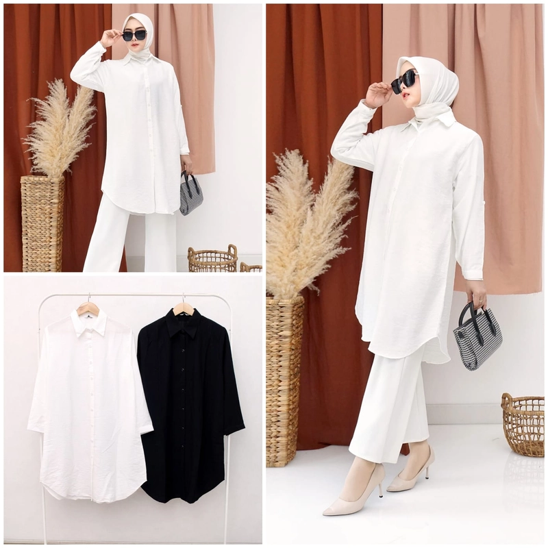 Product image Giat Makmur [TA] - Tunik Polos Kemeja Polo Linen Premium Standar Hitam