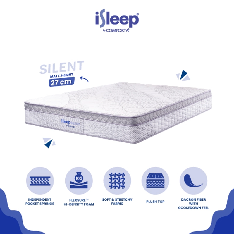 Product image iSleep - iSleep Silent by Comforta (Pocket) Vacuumed Mattress Only - Free Bantal 90x200 PUTIH