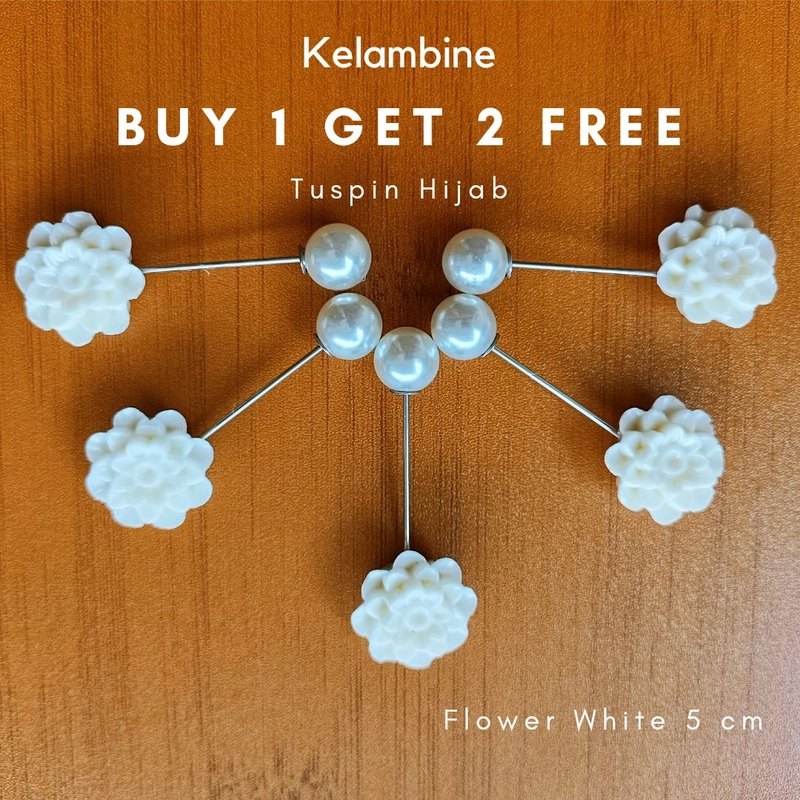 Product image Kelambine - Buy 1 Get 2 Free Tuspin Hijab by Kelambine Tuspin Flower White 5 cm