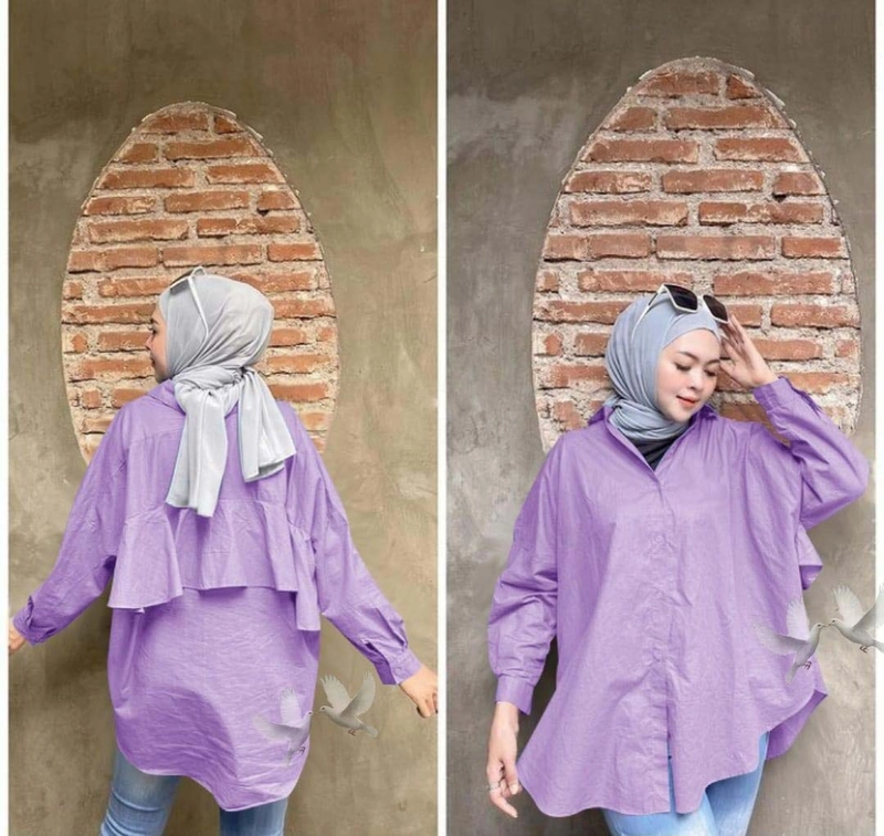 Product image astro - kemeja wanita ALYFH realpict L fit to XL lilac