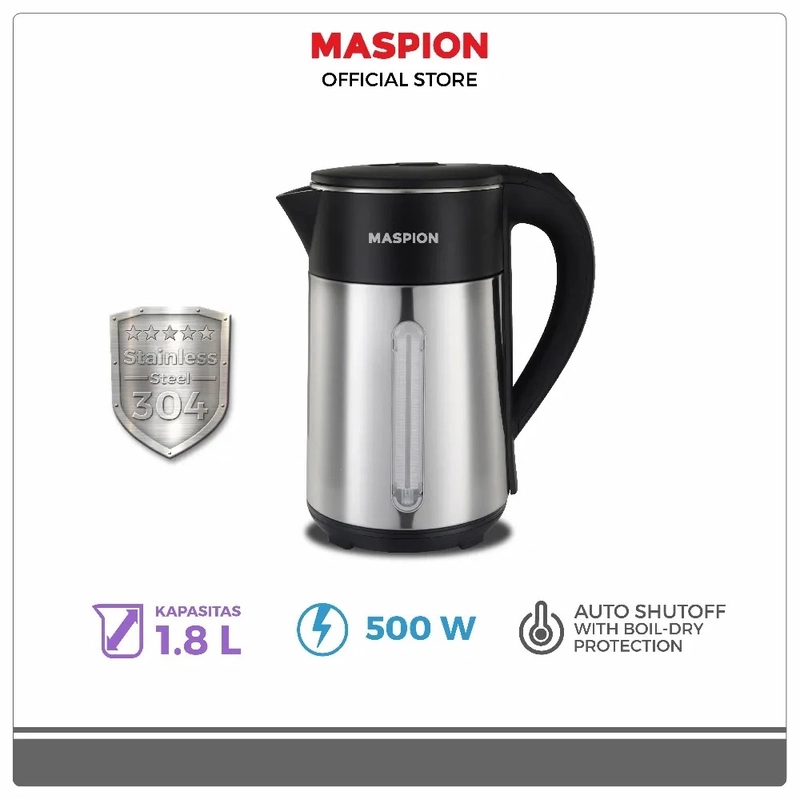 Product image Maspion MEK-1802KS Kettle Listrik Teko Listrik Otomatis Warna Silver