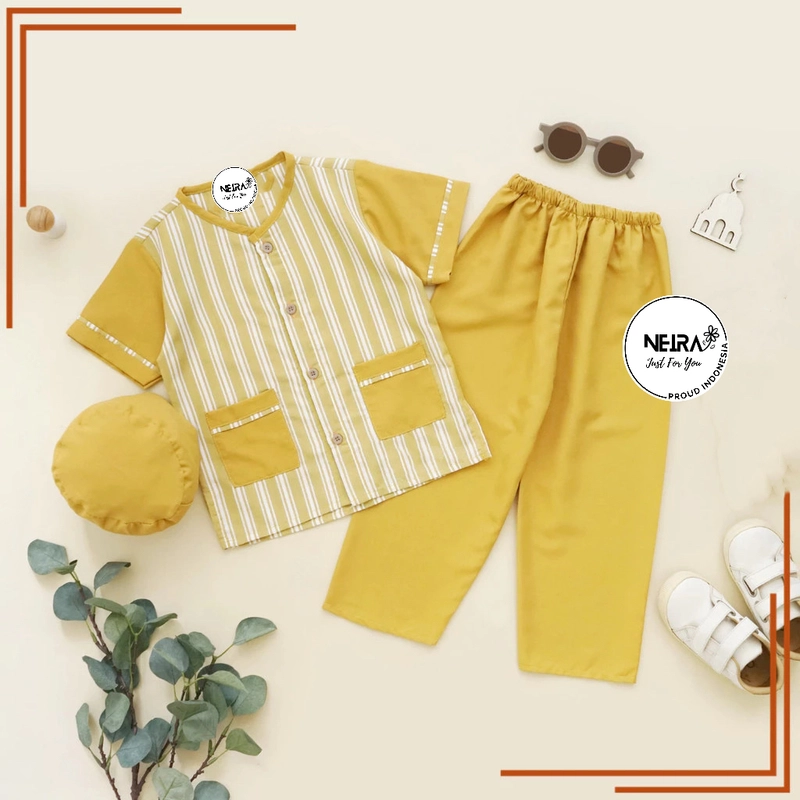 Product image Neira - Setelan Muslim Laki-laki 0-9 tahun Zavana tulis ukuran dinote mustard