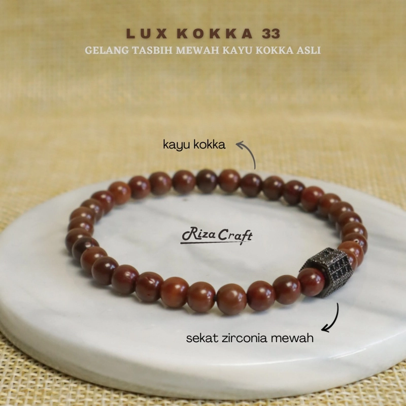 Product image Riza Craft - LUX KOKKA Gelang Tasbih Pria Wanita 33 Butir Kayu Kokka Kaukah Kaokah ASLI Arab by Rizacraft 33 Butir Kokka