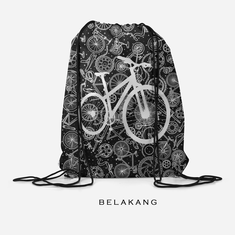 Product image Dewani - Dewani Stringbag Full Print ST-SPD02 Tas Serut Seri Sepeda 34x45 hitam