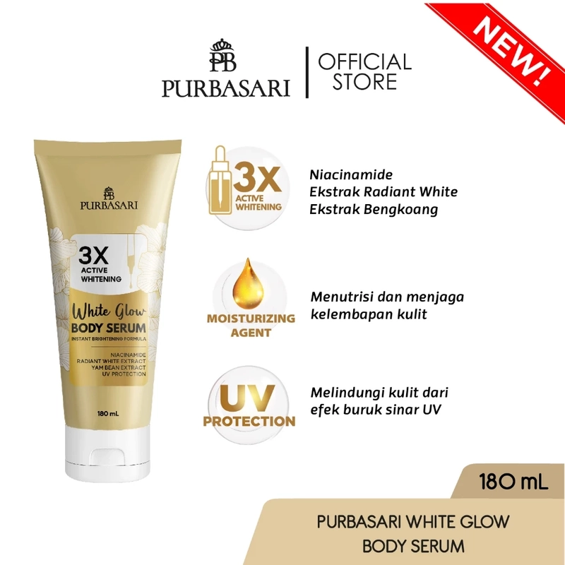 Product image Purbasari - [COMBO SUPER] Body Serum 180ml Gluta Hya + White Glow dan Lulur Mandi Bengkoang Bundle Mix
