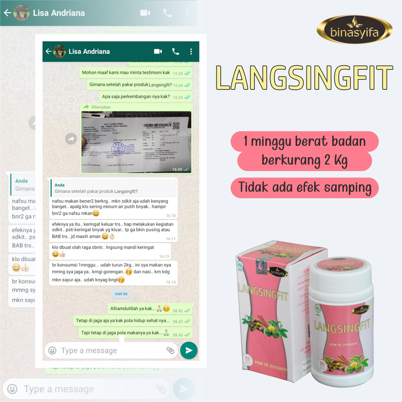 Product image LANGSINGFIT Obat Diet Pelangsing Langsing Penurun Berat Badan Original BPOM Binasyifa Herbal 60 kapsul Herbal