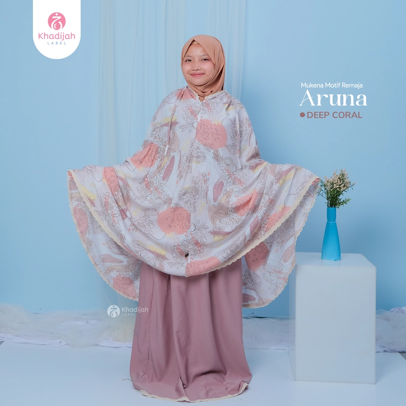 Product image Mukena Remaja Aruna 2 in 1 KhadijahLabel Remaja deep coral