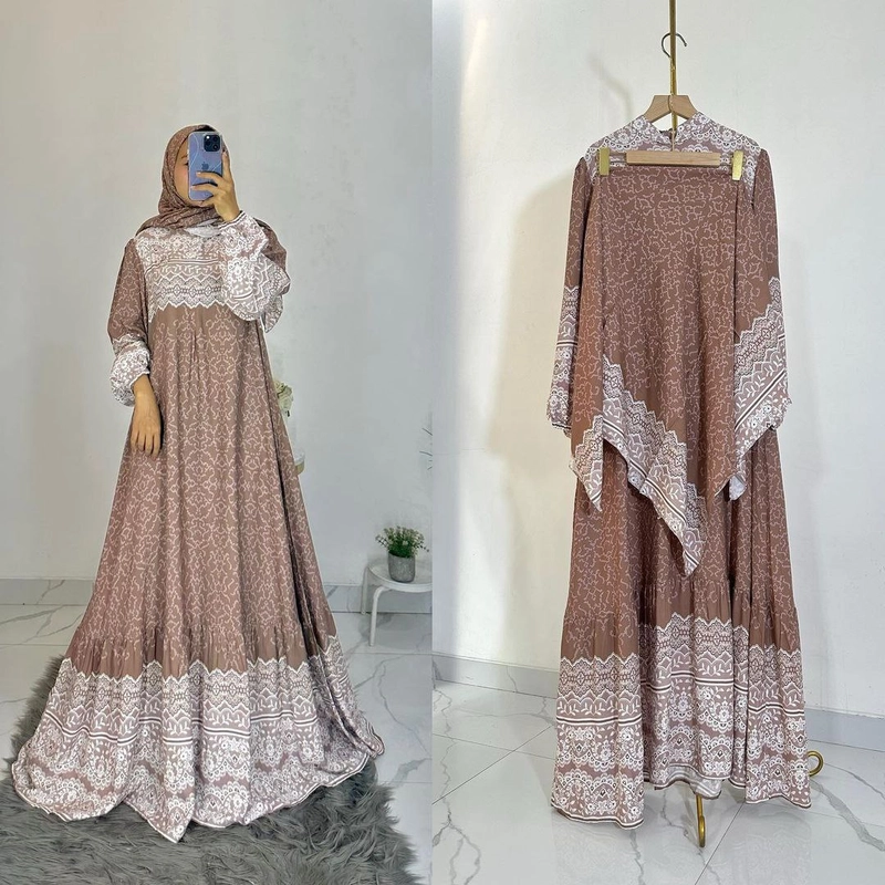 Product image Khisna collection - New gamis set hijab best seller ayudia Allsize Coklat