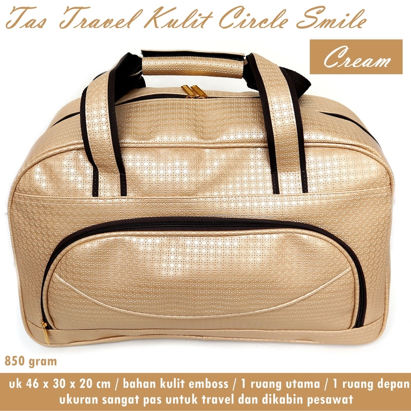 Product image Lanc Fashion - Tas Travel Besar Kulit Smile Circle Leather Simpel Big WARNA CREAM