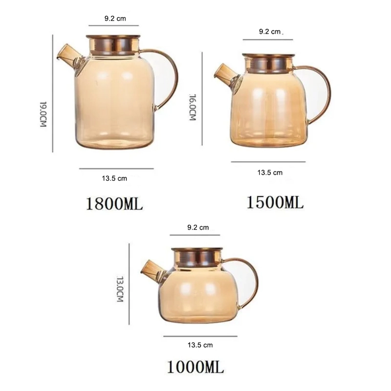 Product image RUMAH RAYA - (PO) Teko Kaca Teh Kopi Pitcher Glass - TK13 1000 ml Golden