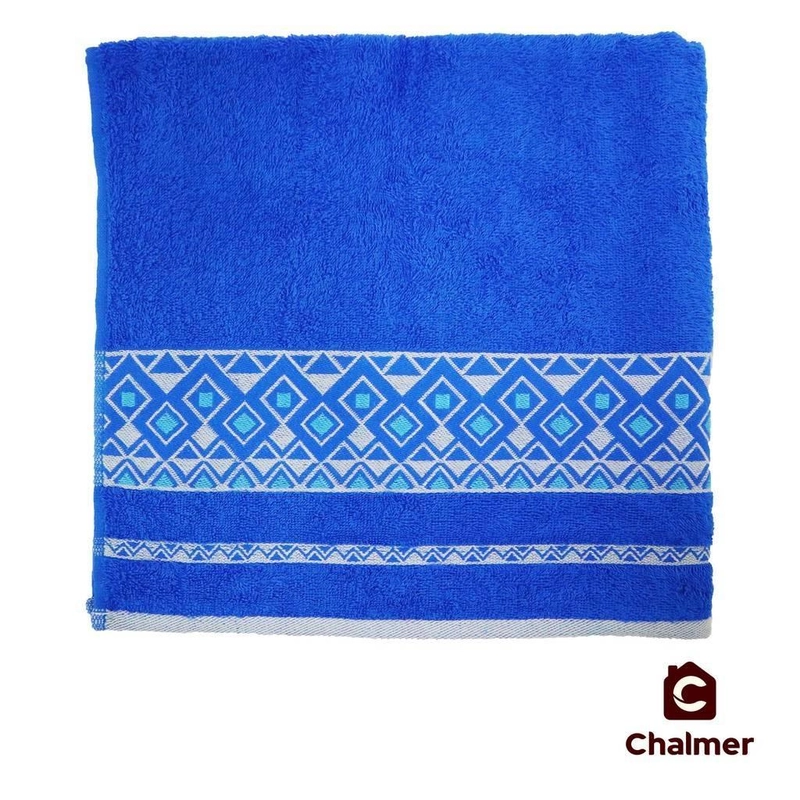 Product image Handuk Mandi Chalmer 70x135 Motif Pyramid Handuk Mandi Dewasa Ukuran Besar 70 X 135 Cm Biru