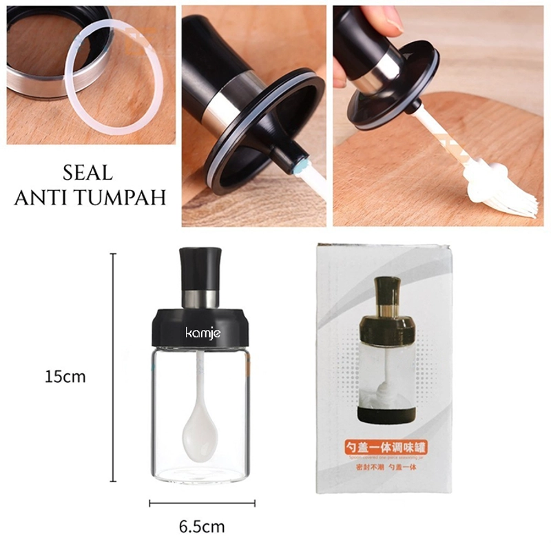 Product image KAMJE Toples Botol Wadah Tempat Bumbu Dapur Kaca Aesthetic Free Sendok KMJ018 KMJ018 RANDOM