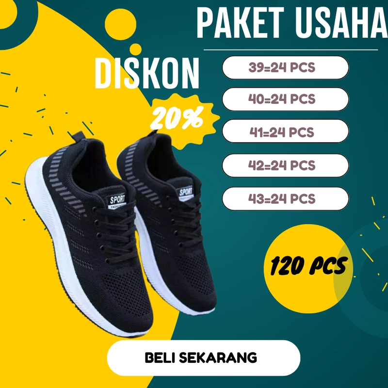 Product image Koekita - Paket Usaha Sepatu Kets Sneakers Sport Pria Jhon KC-01 PAKET 1 HITAM