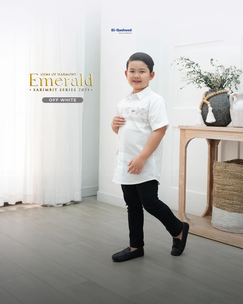 Product image Yasmeera Official - Sarimbit 2025 Emerald Series Warna Off White M KEMEJA ANAK SS