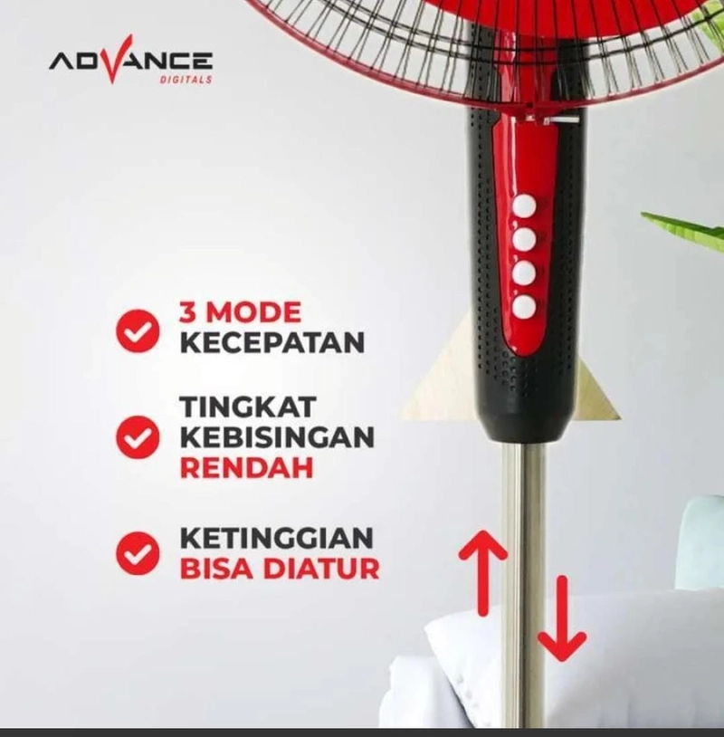 Product image Rizki Electronics - KIPAS ANGIN STAND FAN ADVANCE SF-16A SF-16A MERAH HITAM