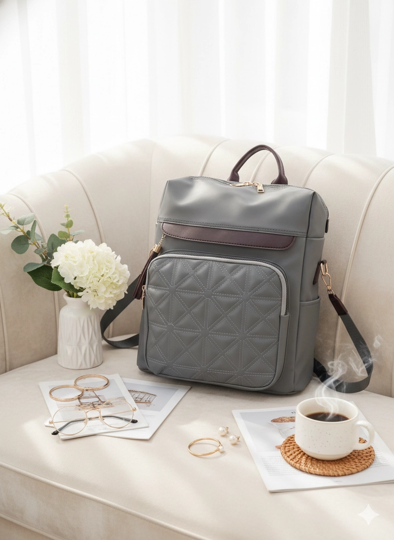 Product image CBL - Ransel SANSA - Tas Ransel Backpack Wanita SANSA Muat Laptop Waterproof Bahan Nilon Premium A Big Abu Tua