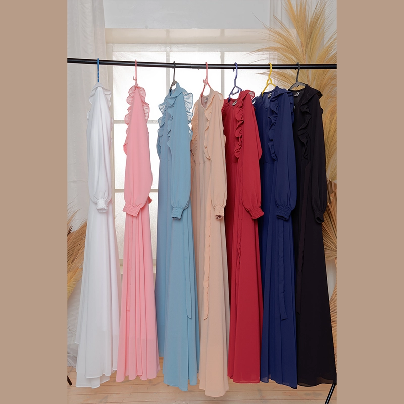 Product image MOSCOU - Baju Busana Dress Gamis Wanita Muslim Muslimah Syari Syar'I Remaja Ibu Busui Dewasa Simple Simpel Elegan Casual Pesta Kondangan Lebaran Terbaru Kekinian Ceruty Ceruti Babydoll Premium Full Furing Hyget Adem Lembut Polos Series M Navy