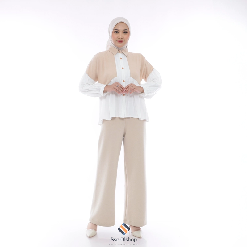 Product image Sseolshop - Diandra kemeja wanita rayon twill terbaru / blouse atasan READY STOK L BW