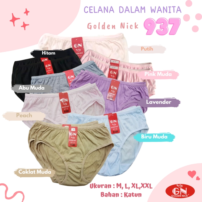 Product image CD Wanita GN 937 Celana Dalam Wanita Maxi CD Cewek Ukuran Kecil Hingga Jumbo Katun Golden Nick M Putih